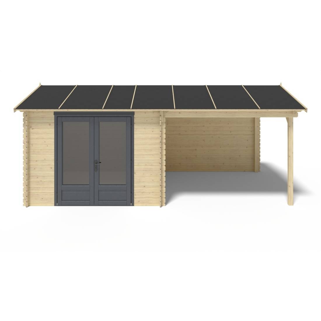 Altanka - Abri de jardin en bois - 17.4m2 - 5.79x3m - Ep. 28mm - Couleur: naturel - DOM640 - ALTANKA - Imagen 5