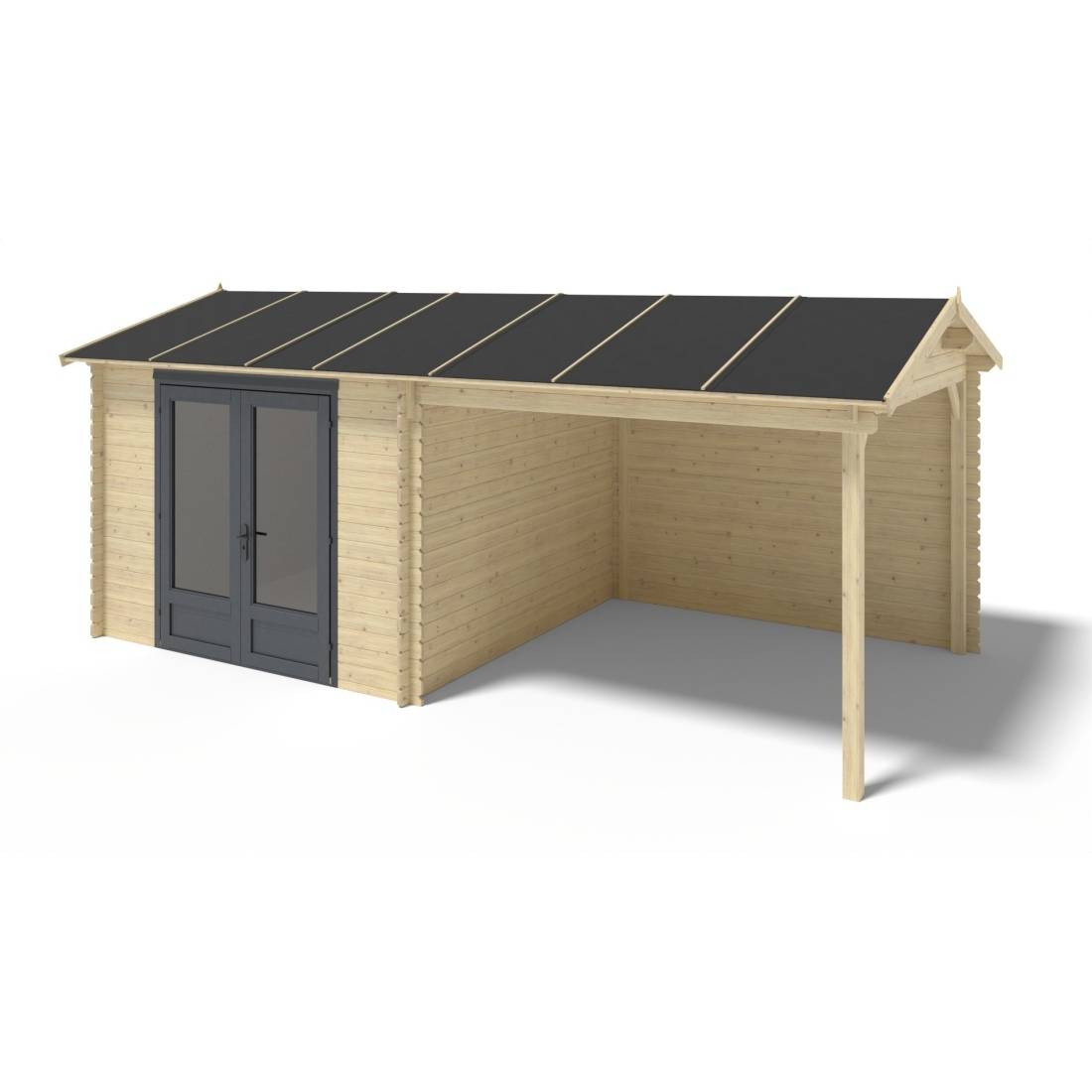 Altanka - Abri de jardin en bois - 17.4m2 - 5.79x3m - Ep. 28mm - Couleur: naturel - DOM640 - ALTANKA - Imagen 1