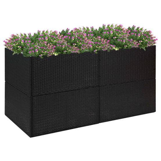Jardinière - Pot De Fleurs - Bac à Fleurs Noir 157x80x80 cm Résine tressée - Image 2