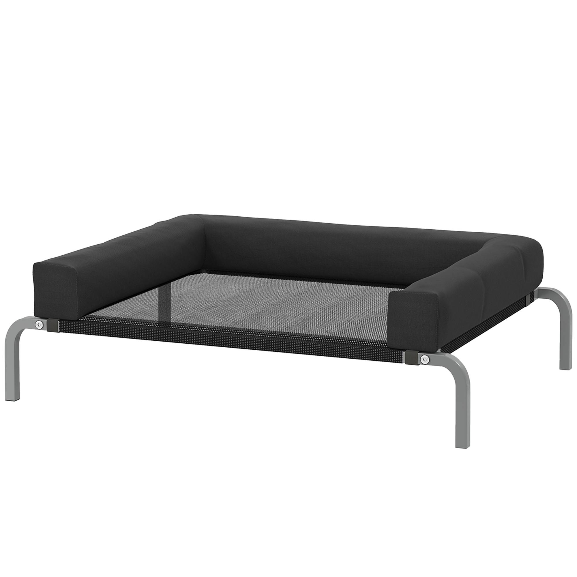 Lit surélevé chien toile Oxford intérieur extérieur rafraîchissant 90x65x30cm noir - ComfortXL Outdoor Living - Image 2