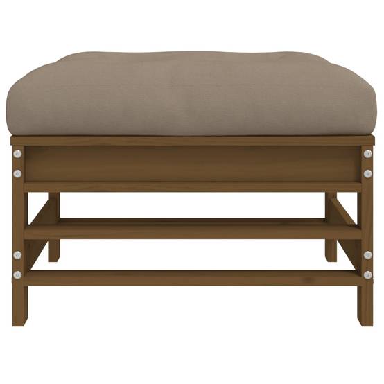 Repose-pied de jardin | Tabouret de jardin | Pouf et coussin marron miel bois de pin massif Maison Chic - Image 4