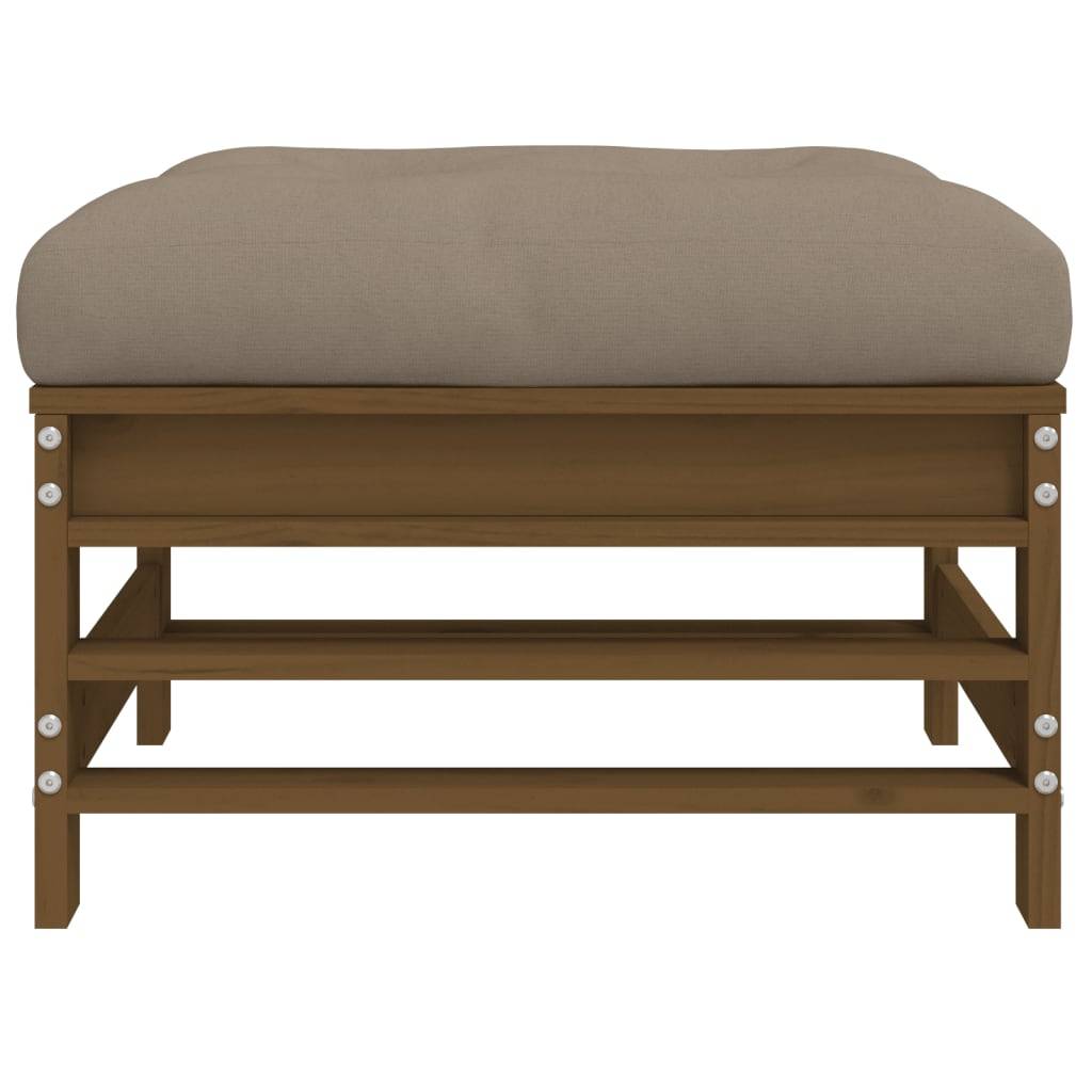 Repose-pied de jardin | Tabouret de jardin | Pouf et coussin marron miel bois de pin massif Maison Chic - Image 4