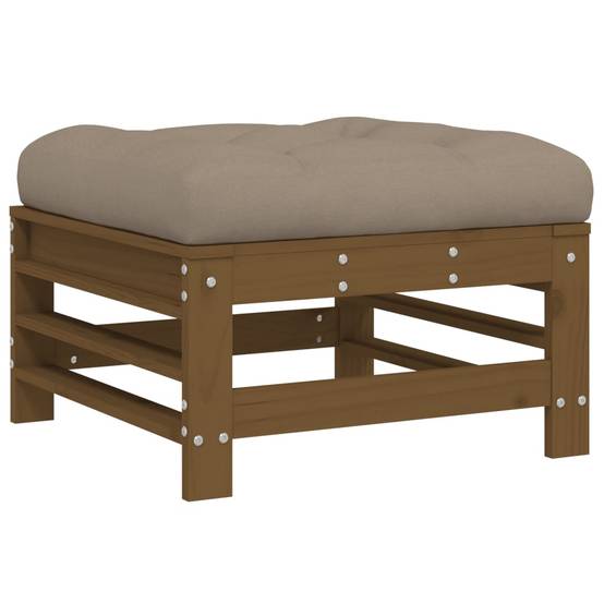 Repose-pied de jardin | Tabouret de jardin | Pouf et coussin marron miel bois de pin massif Maison Chic - Image 1