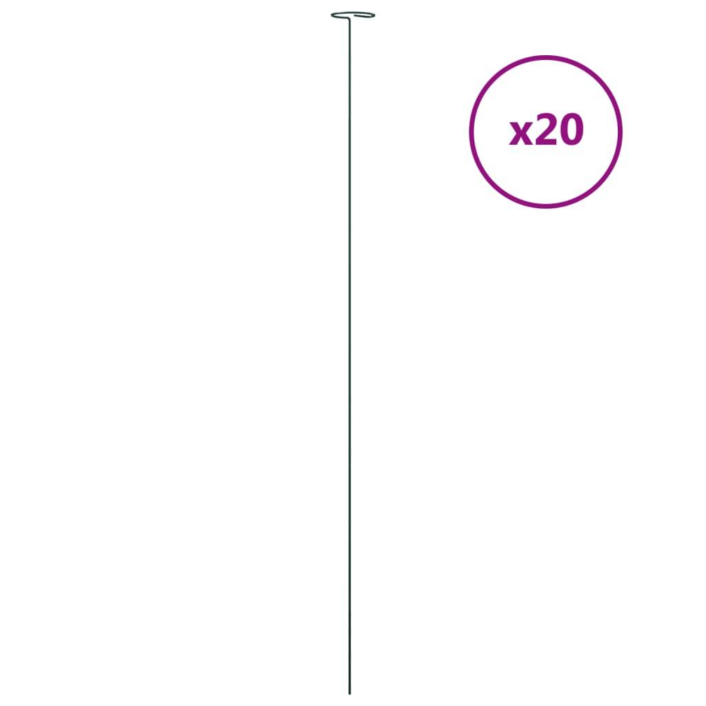 20 pcs Piquets de Fixation - Piquets de sol pour plantes de jardin vert foncé 91 cm acier
