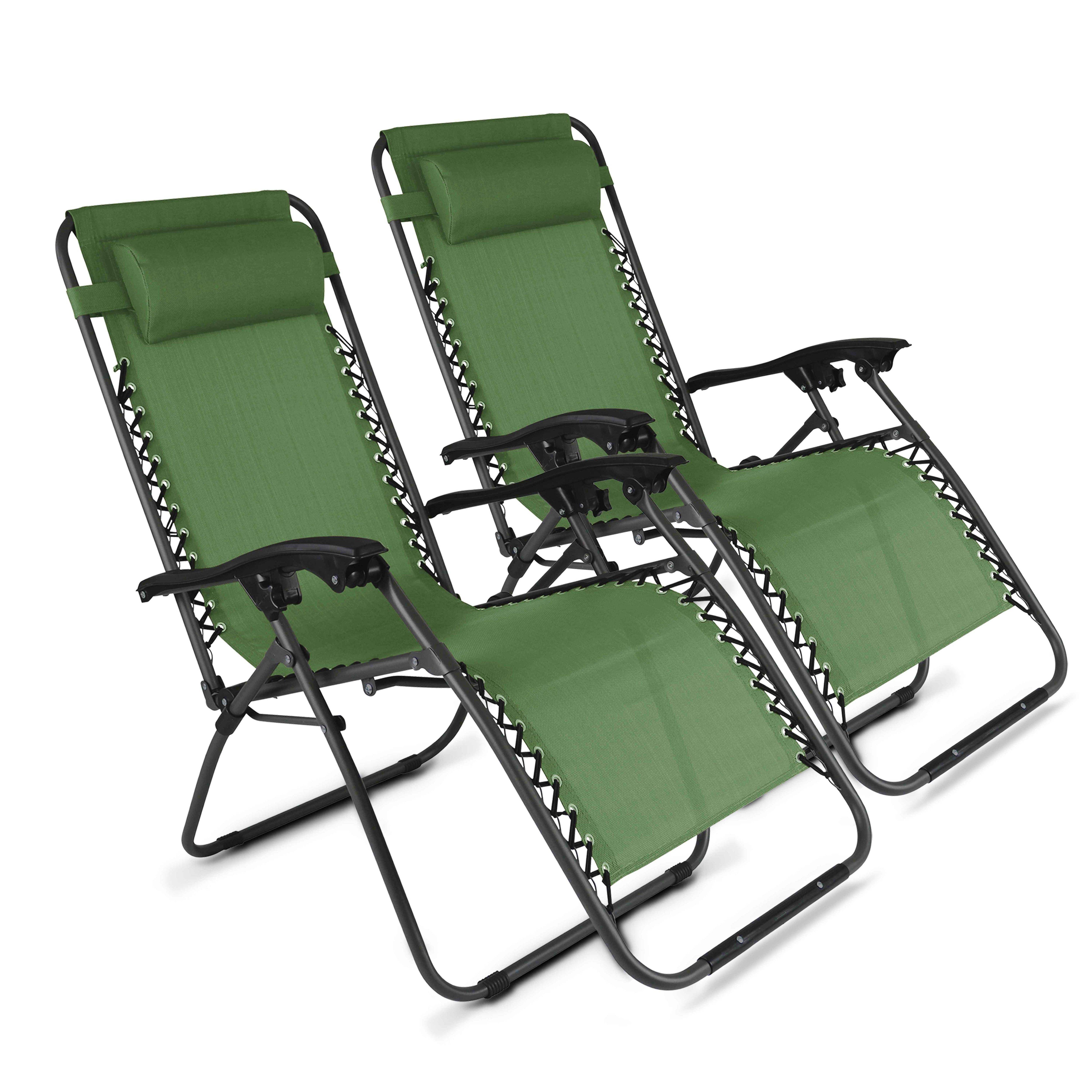 Oviala - Lot de 2 fauteuils lounge inclinable en acier vert Monaco - Oviala - Imagen 1