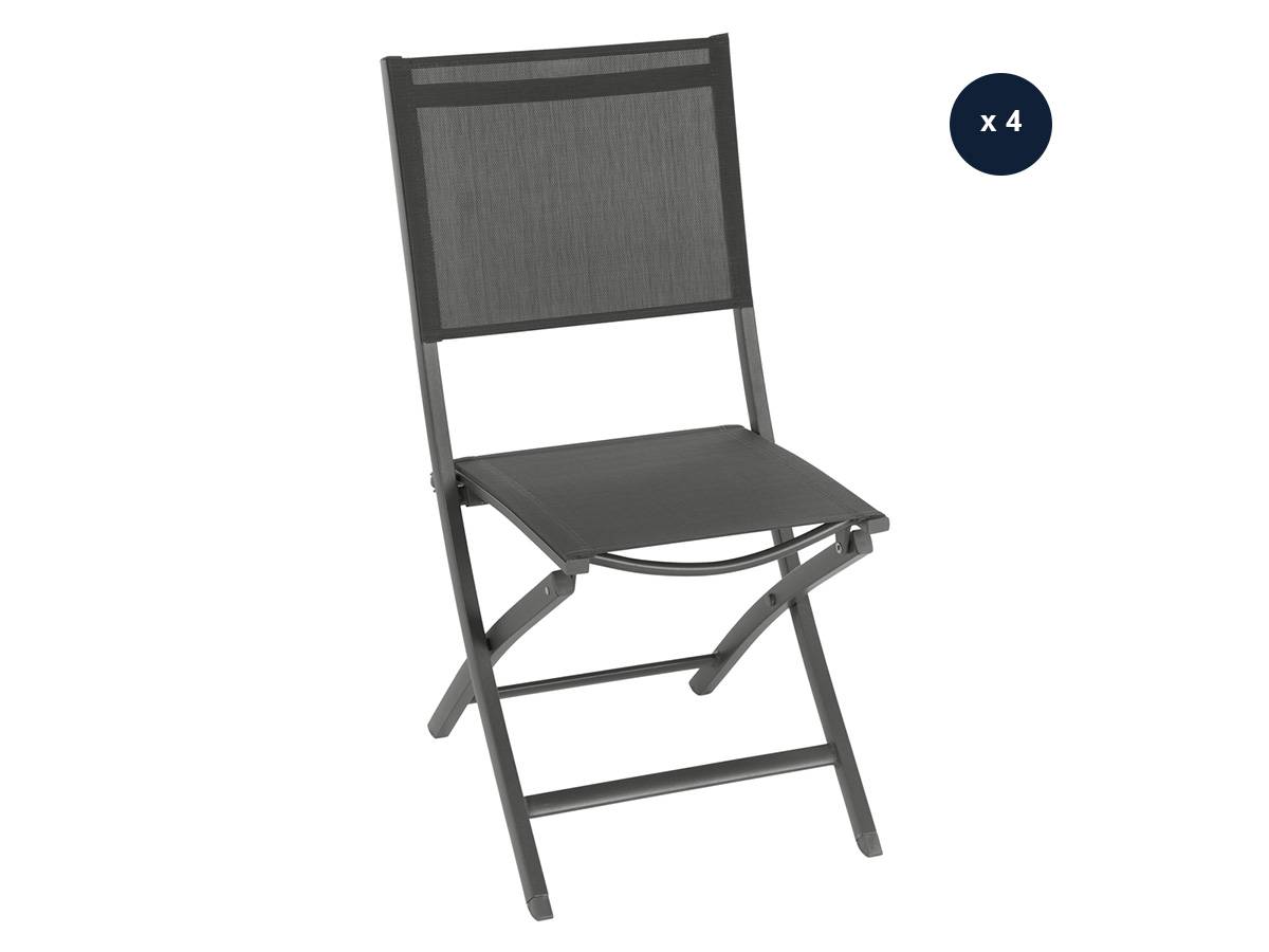 Hesperide - Lot de 4 chaises de jardin en aluminium pliables anthracite/graphite Essentia - Hespéride - Imagen 1