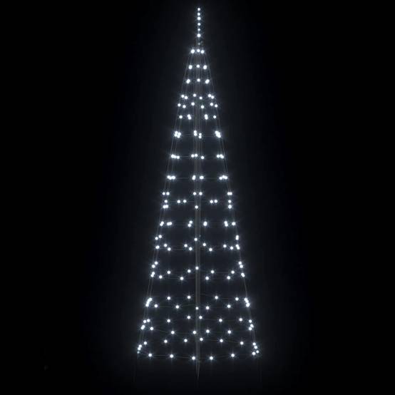 Arbre de Noël, Sapin de Noël LED avec piquets au sol Blanc froid 250 cm Fer u784q - Image 5