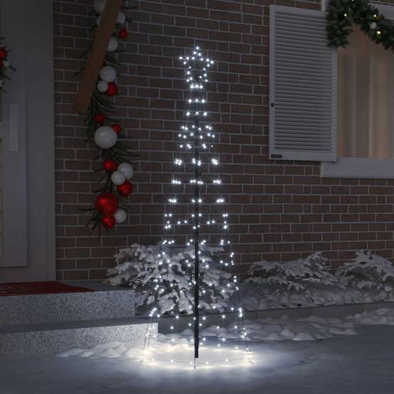 Arbre de Noël, Sapin de Noël LED avec piquets au sol Blanc froid 250 cm Fer u784q - Image 3