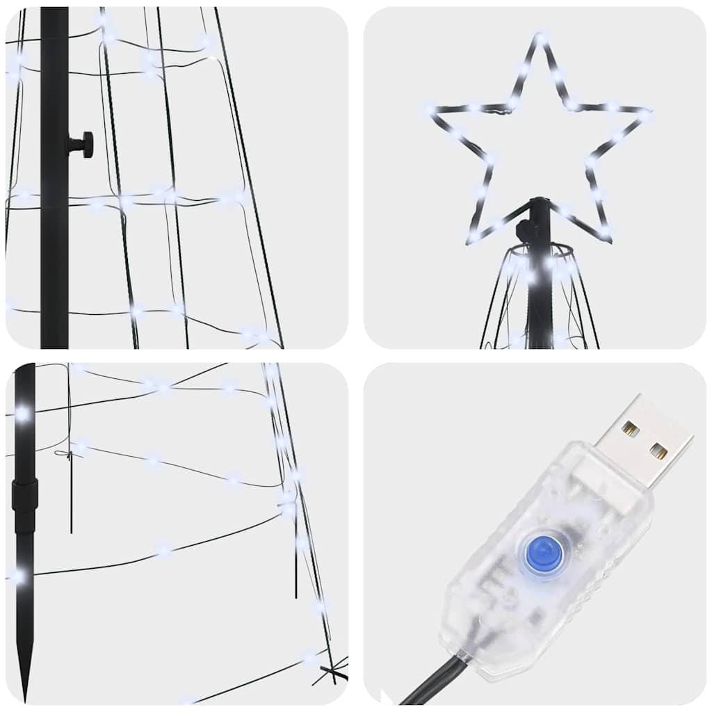 Arbre de Noël, Sapin de Noël LED avec piquets au sol Blanc froid 250 cm Fer u784q - Image 6