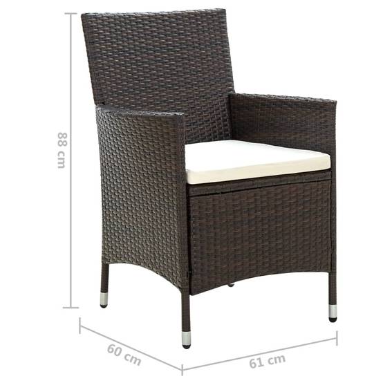 Chaises de jardin résine tressée marron avec coussins 61 x 60 x 88 cm (lot de 4) - PANGIVO - Image 7