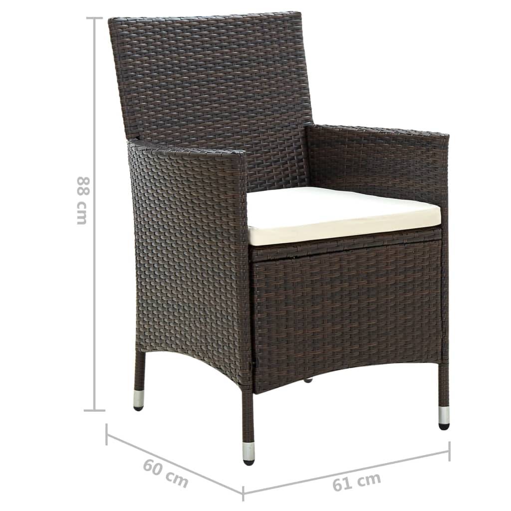 Chaises de jardin résine tressée marron avec coussins 61 x 60 x 88 cm (lot de 4) - PANGIVO - Image 7