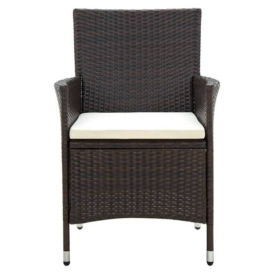 Chaises de jardin résine tressée marron avec coussins 61 x 60 x 88 cm (lot de 4) - PANGIVO - Image 3