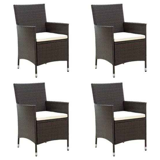 Chaises de jardin résine tressée marron avec coussins 61 x 60 x 88 cm (lot de 4) - PANGIVO - Image 1
