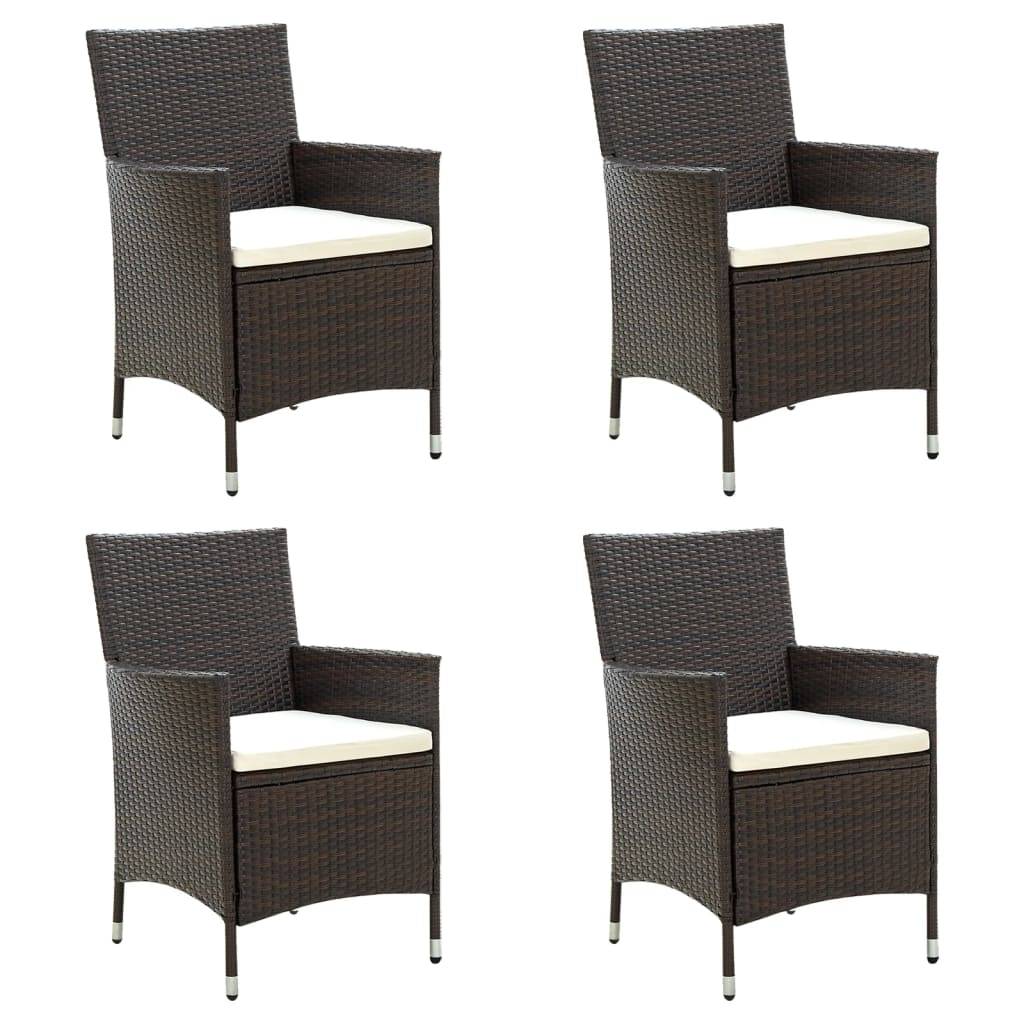 Chaises de jardin résine tressée marron avec coussins 61 x 60 x 88 cm (lot de 4) - PANGIVO - Image 1