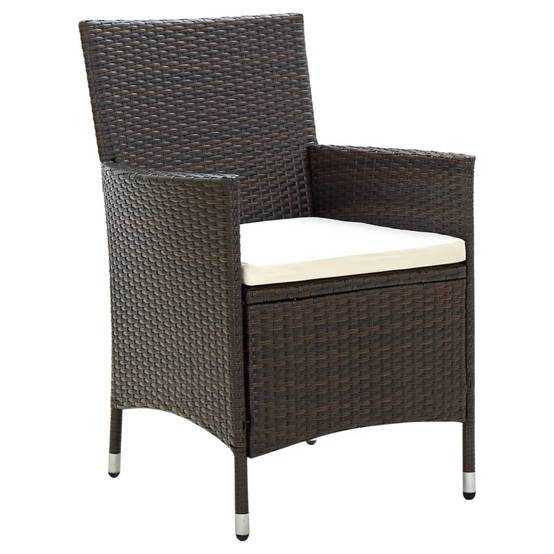 Chaises de jardin résine tressée marron avec coussins 61 x 60 x 88 cm (lot de 4) - PANGIVO - Image 2