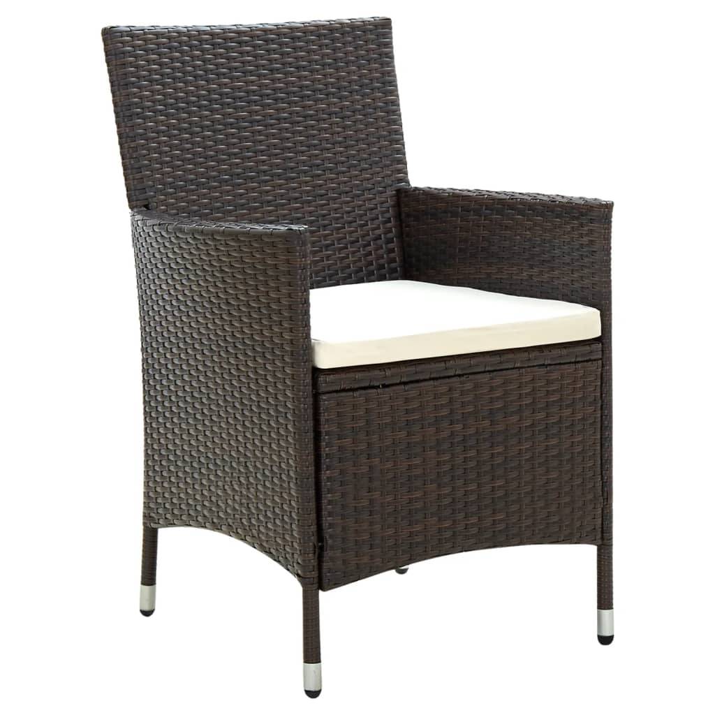 Chaises de jardin résine tressée marron avec coussins 61 x 60 x 88 cm (lot de 4) - PANGIVO - Image 2