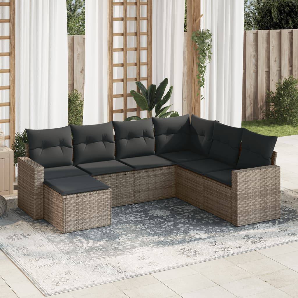 ComfortXL - Ensemble Salon de Jardin Gris 7 Places Modulable en Poly Rotin, Idéal Balcon – ComfortXL Outdoor Living - Image 1