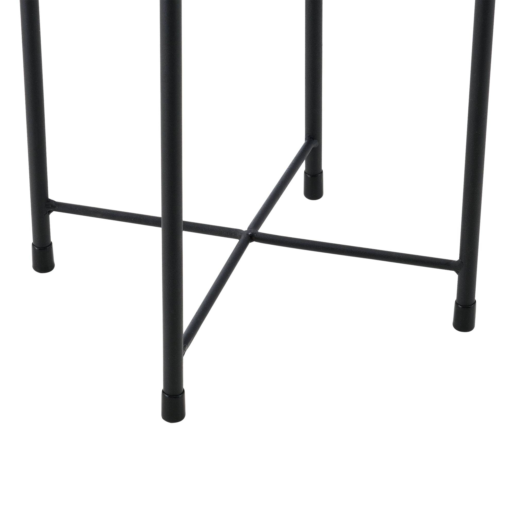 Helloshop26 - Set de 2 supports de plante ensemble cache-pot pot de fleur bac à fleurs vase métal tailles différentes noir doré - Imagen 3