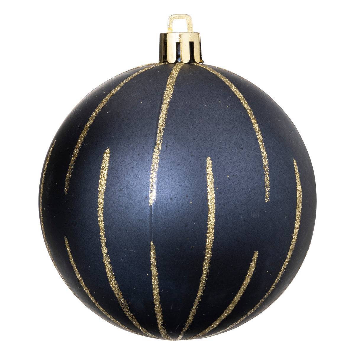 Fééric Lights & Christmas - Boules de Noël "Colorama de Noël" lot de 8 en plastique recyclé D8cm bleu doré - Atmosphera Créateur d'intérieur - Imagen 3