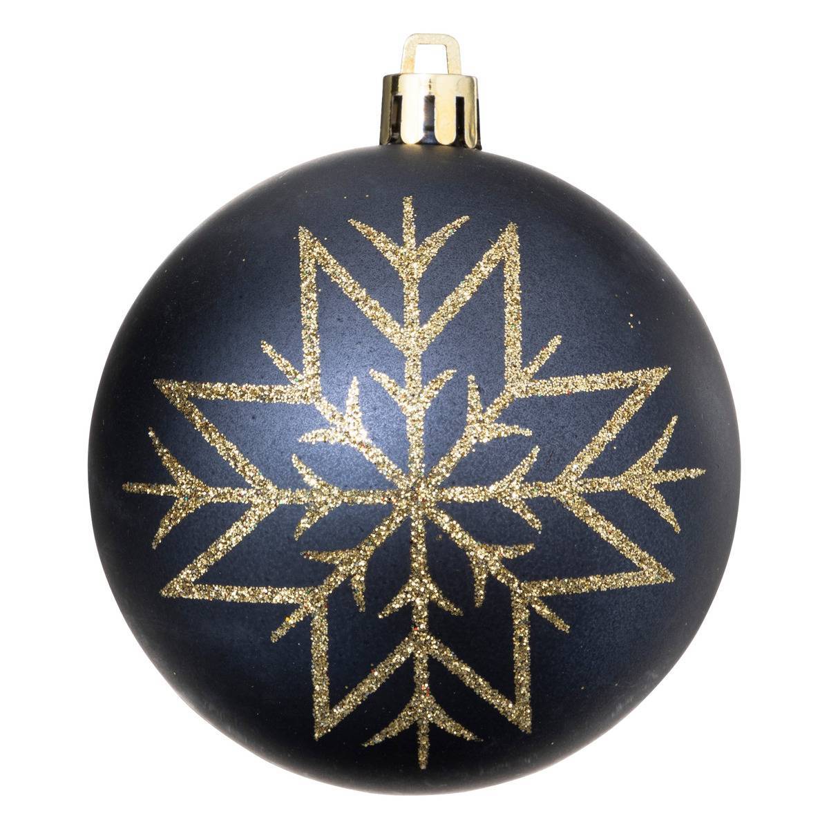 Fééric Lights & Christmas - Boules de Noël "Colorama de Noël" lot de 8 en plastique recyclé D8cm bleu doré - Atmosphera Créateur d'intérieur - Imagen 2