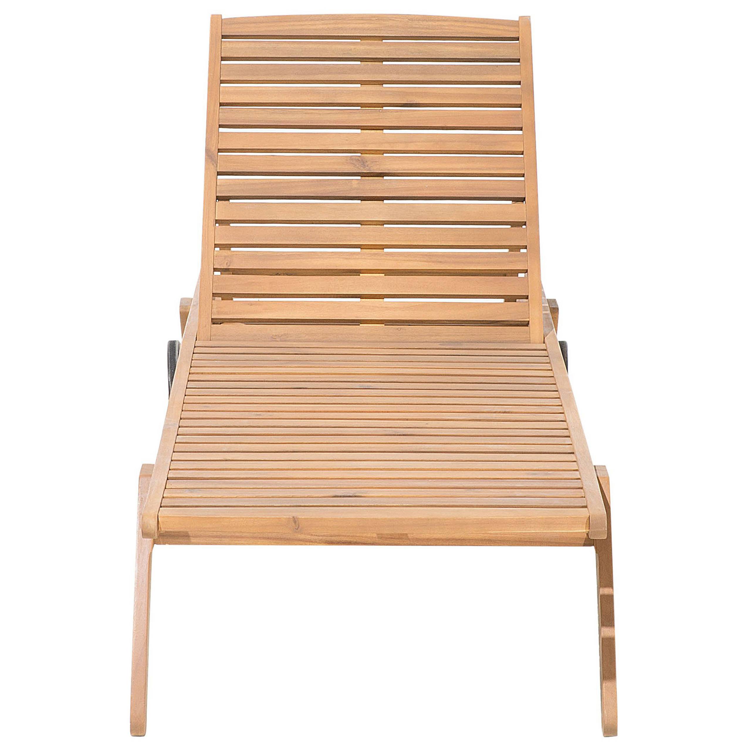 Beliani - Transat Bain de Soleil à Dossier Inclinable en Bois d'Acacia Aspect Naturel et Coussin Bleu Design Intemporel pour Jardin Méditerranéen Beliani - Imagen 6