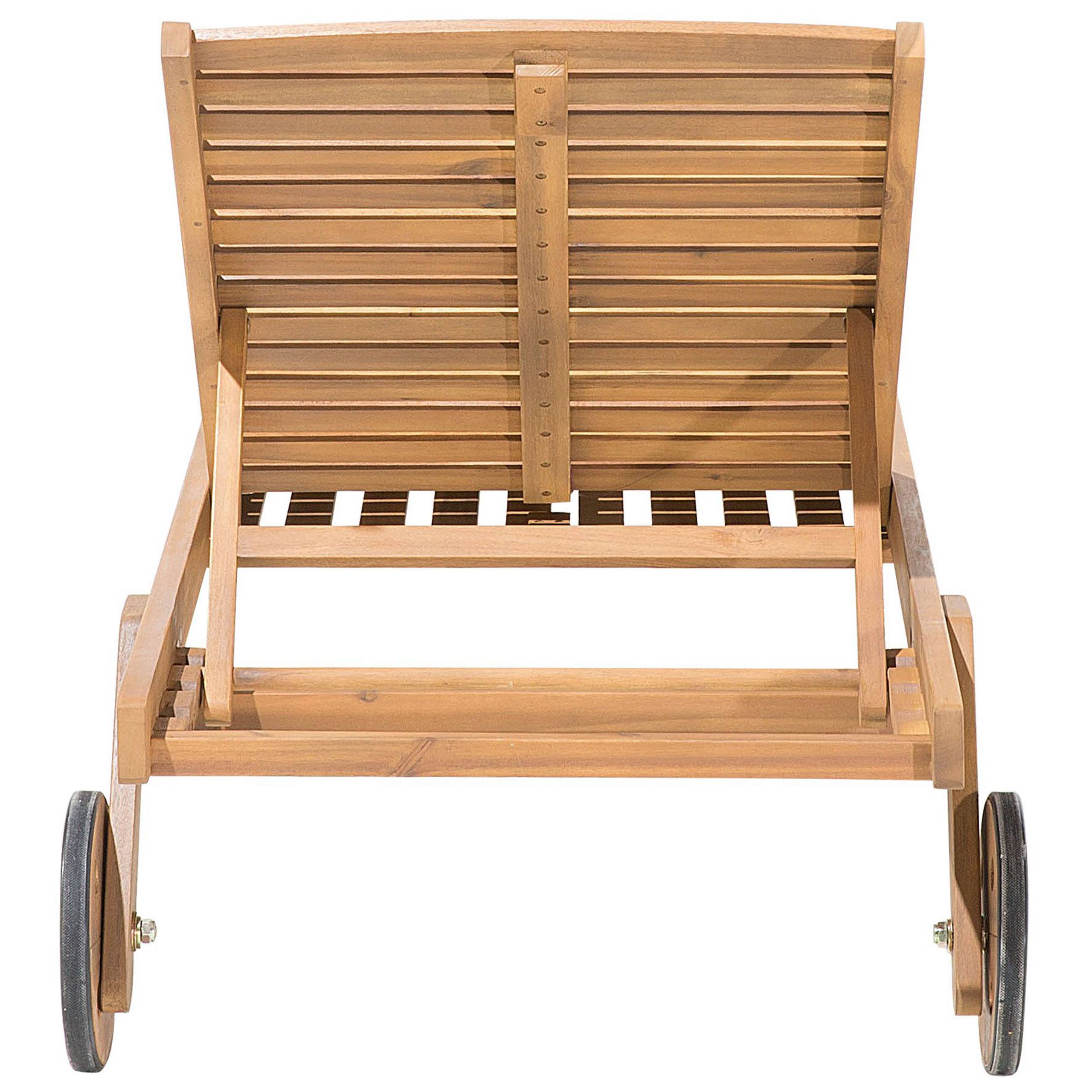 Beliani - Transat Bain de Soleil à Dossier Inclinable en Bois d'Acacia Aspect Naturel et Coussin Bleu Design Intemporel pour Jardin Méditerranéen Beliani - Imagen 8