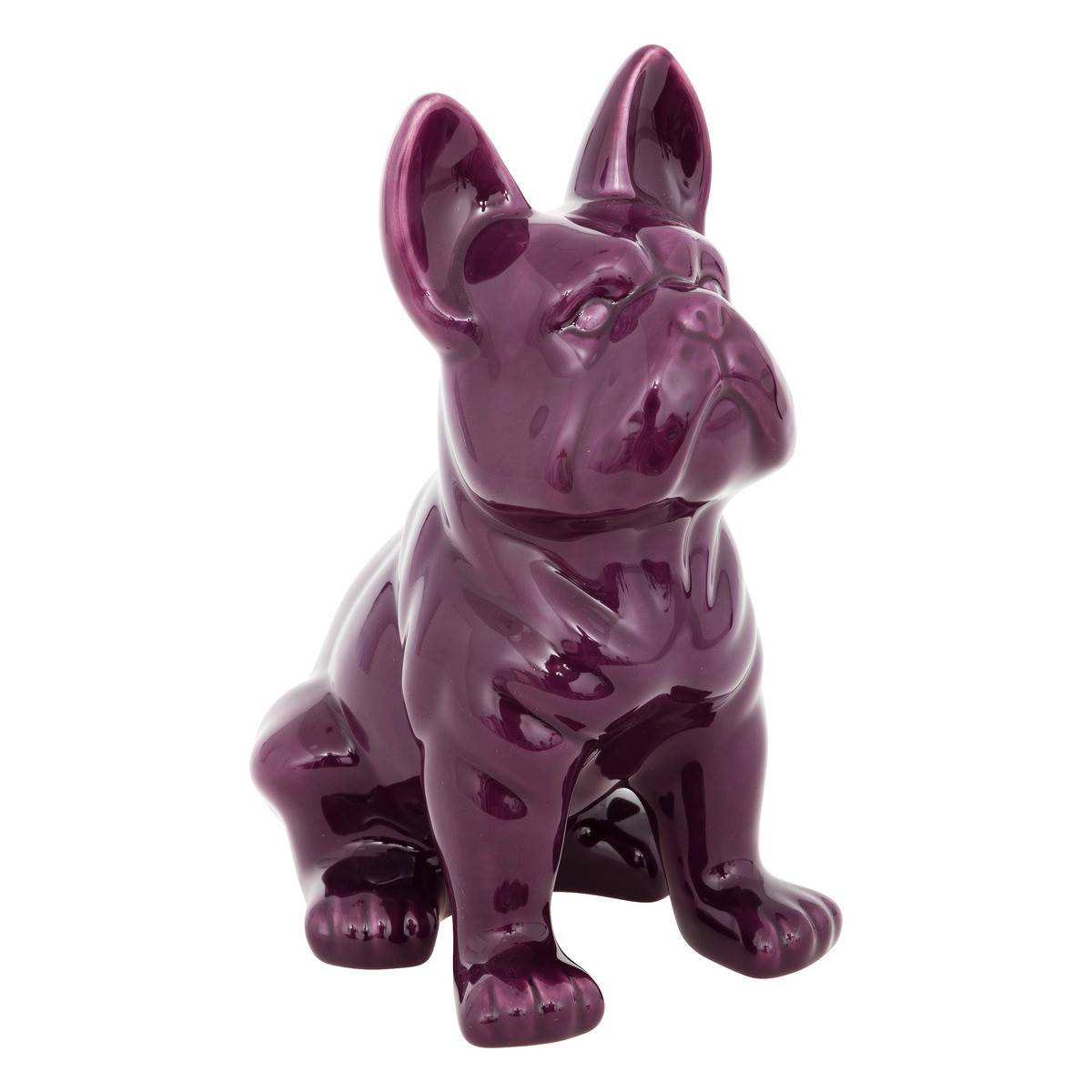 Atmosphera - Objet décoratif Bulldog Violet en céramique H 22 cm - Imagen 1