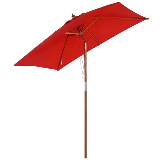 ComfortXL - Parasol rectangulaire inclinable Bois Balcon terrasse Ombrage 2x1,5m Rouge - ComfortXL Outdoor Living - Image 1