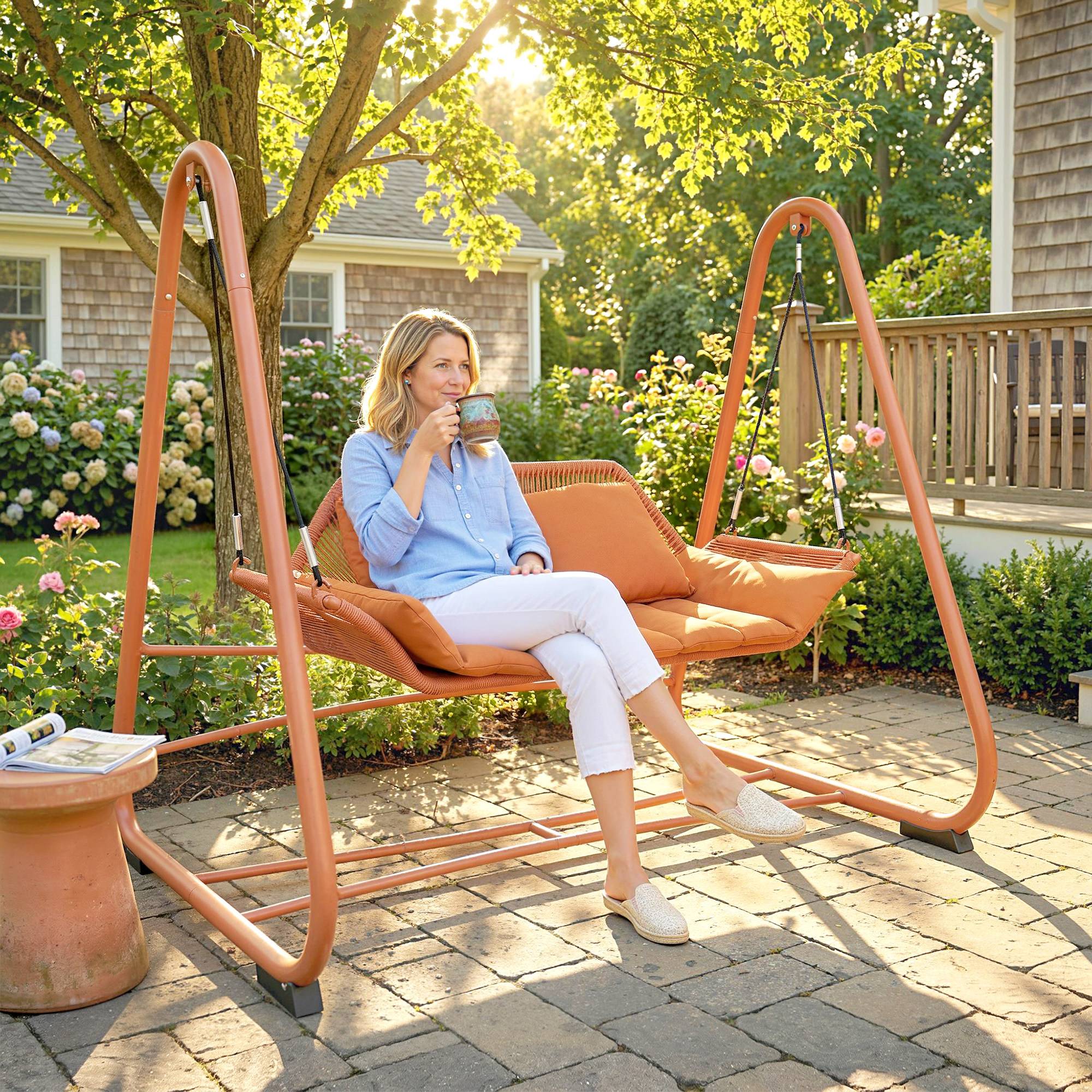Banc de jardin 2 places en acier résistant aux intempéries, pour terrasse et jardin, vert foncé - Image 9