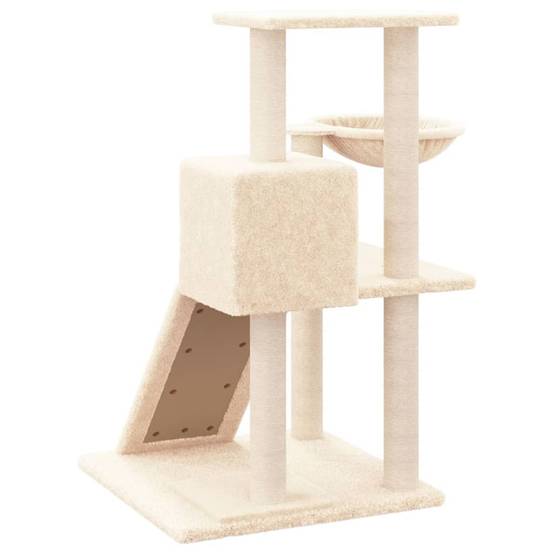 Arbre à chat avec hamac niche et griffoirs en sisal Crème 82 cm – ComfortXL Pet Living - Image 5