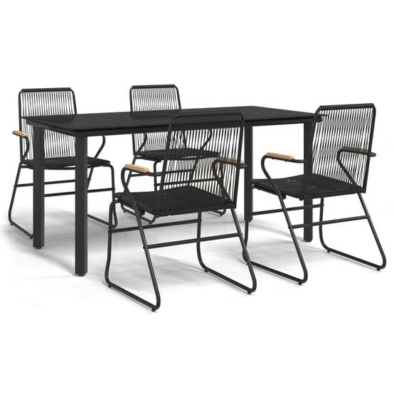 Vidaxl - Ensemble à manger de jardin 5 pcs-Salons de jardin Noir Rotin PVC 429645 - Image 2