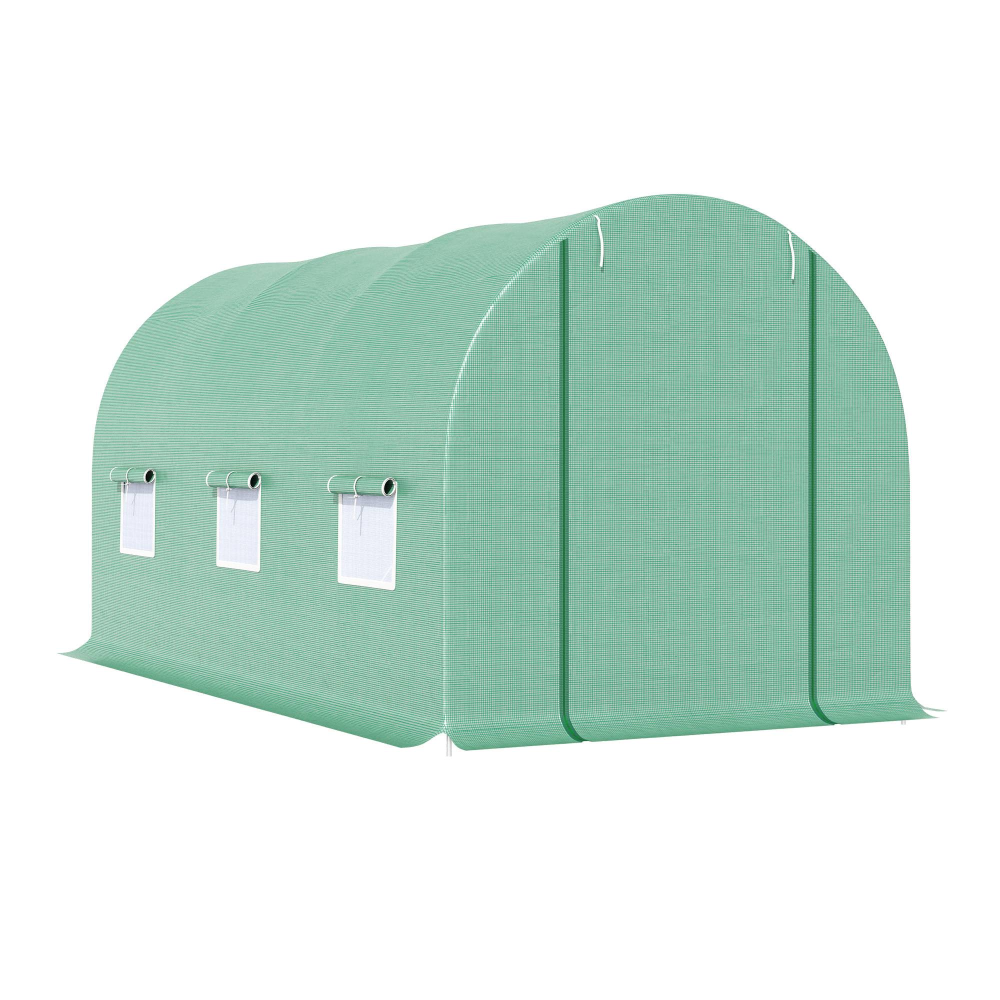 Serre de Jardin Tunnel 4,5L x 2l x 2H m châssis Tubulaire Acier galvanisé renforcé 1,8 cm 6 fenêtres 1 Porte Vert - Image 2
