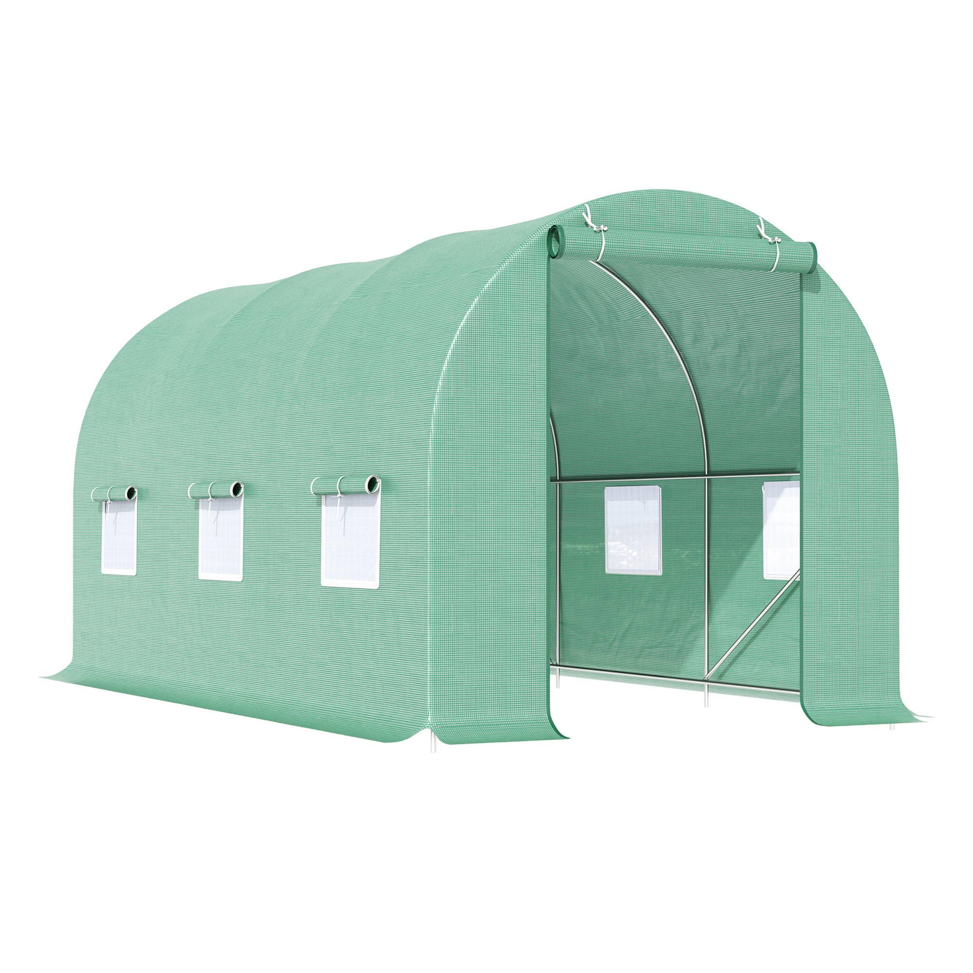 Serre de Jardin Tunnel 4,5L x 2l x 2H m châssis Tubulaire Acier galvanisé renforcé 1,8 cm 6 fenêtres 1 Porte Vert - Image 1