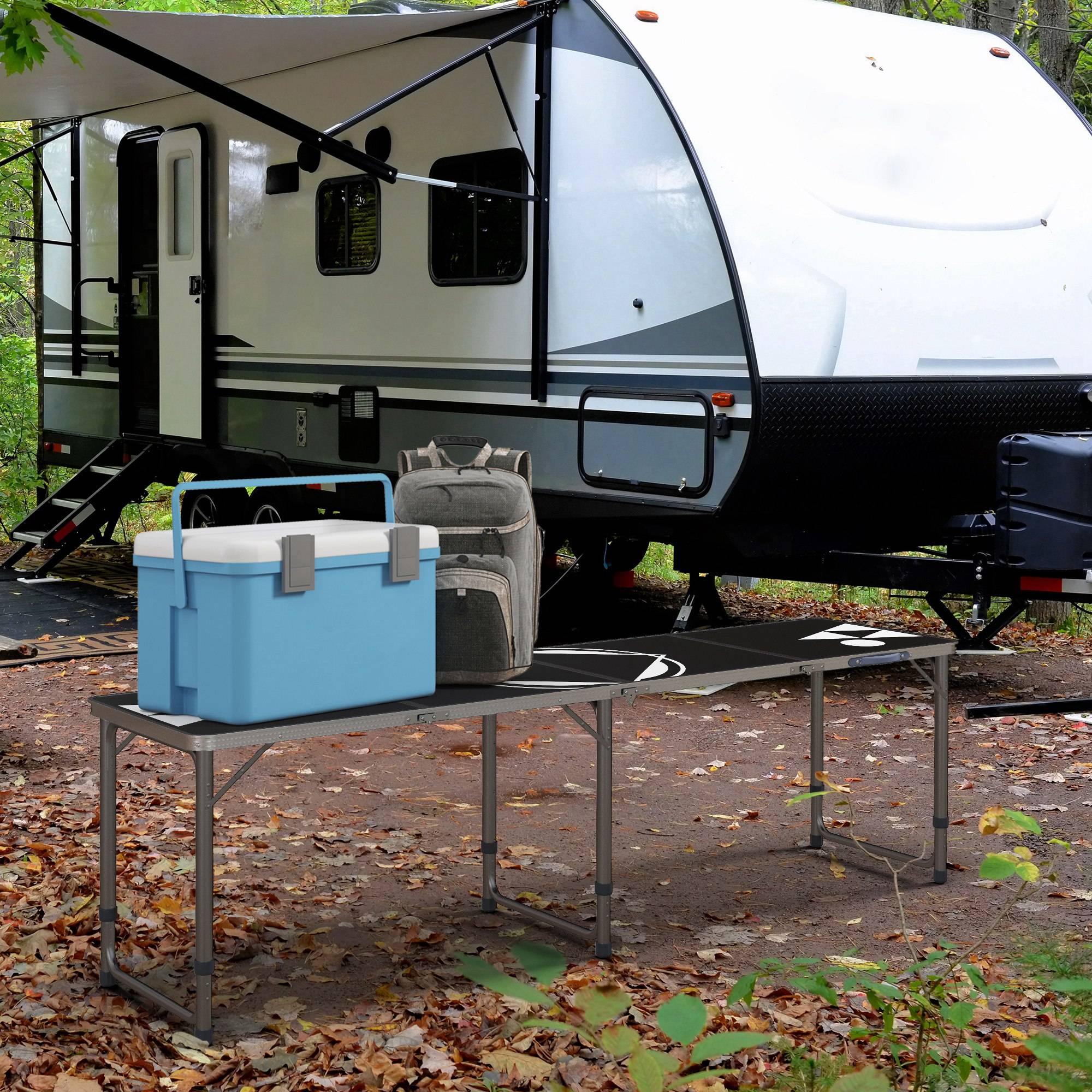 ComfortXL - Table de camping pliante Aluminium Pique-nique Hauteur réglable 240x60cm Noir - ComfortXL Outdoor Living - Image 4