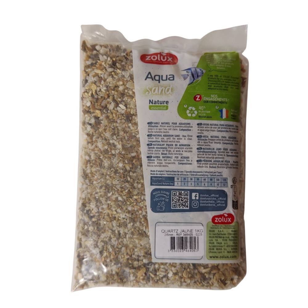 Zolux - Sol décoratif 2-5 mm naturel quartz jaune AquaSand 1 kg pour aquarium - Image 2