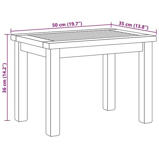 ComfortXL - Table Basse Rectangulaire en Teck Massif 50x35cm, Petite Table d'Appoint de Jardin, Mobilier d'Extérieur Durable – ComfortXL Outdoor Living - Image 8