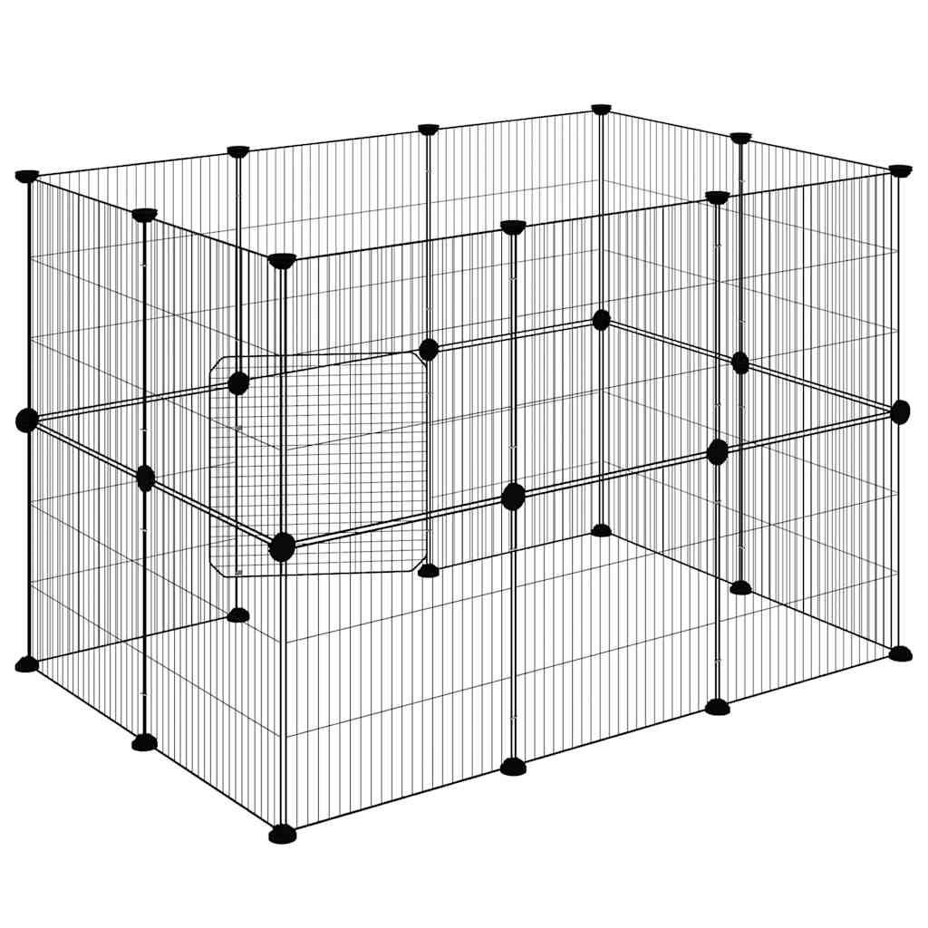 Vidaxl - Cage animaux de compagnie à 20 panneaux et porte Noir 105x70x70 cm vidaXL 3114043 - Imagen 7