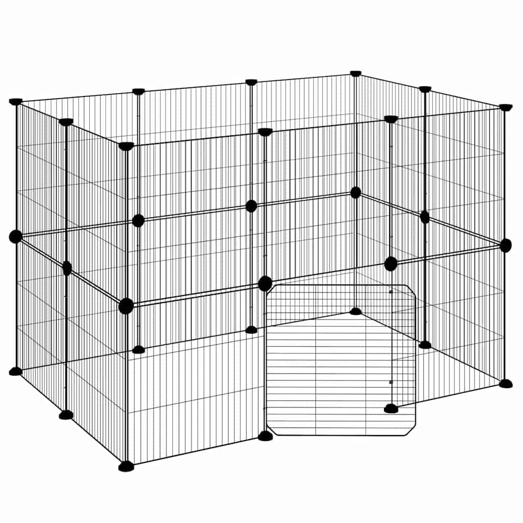 Vidaxl - Cage animaux de compagnie à 20 panneaux et porte Noir 105x70x70 cm vidaXL 3114043 - Imagen 2