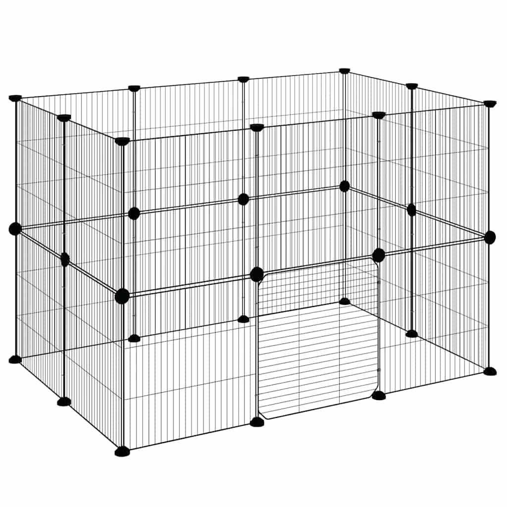 Vidaxl - Cage animaux de compagnie à 20 panneaux et porte Noir 105x70x70 cm vidaXL 3114043 - Imagen 4