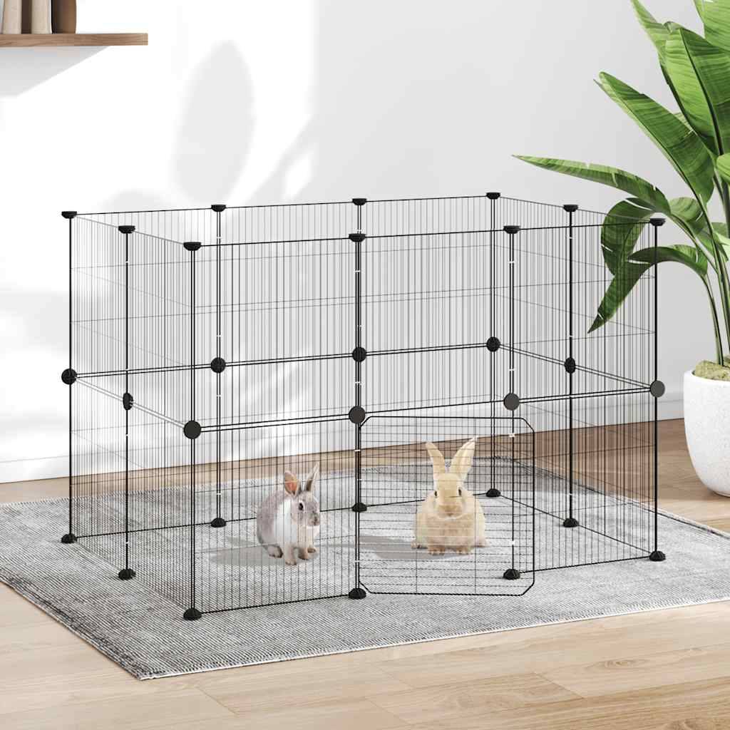 Vidaxl - Cage animaux de compagnie à 20 panneaux et porte Noir 105x70x70 cm vidaXL 3114043 - Imagen 1