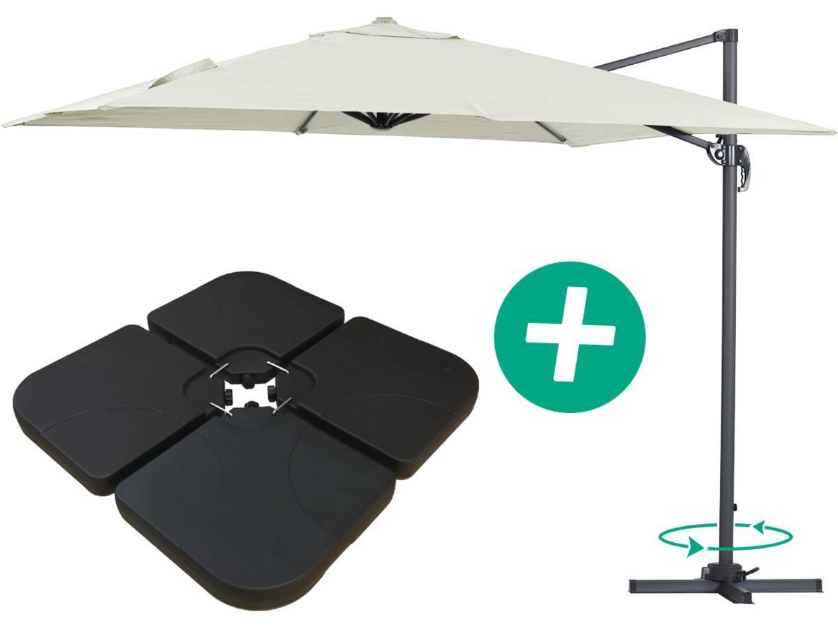 Habitat Et Jardin - Parasol Jardin Déporté Alu "sun 3" - Carré - 3 X 3 M - Ecru - Dalles Incluses -habitat Et Jardin - Imagen 1