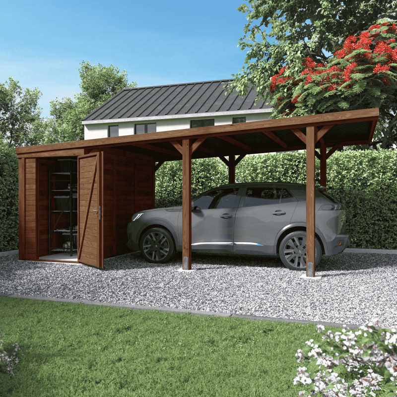 Cerland - CARPORT BOIS 1 VOITURE AVEC ANNEXE 20,9M² - Image 2