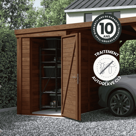 Cerland - CARPORT BOIS 1 VOITURE AVEC ANNEXE 20,9M² - Image 4