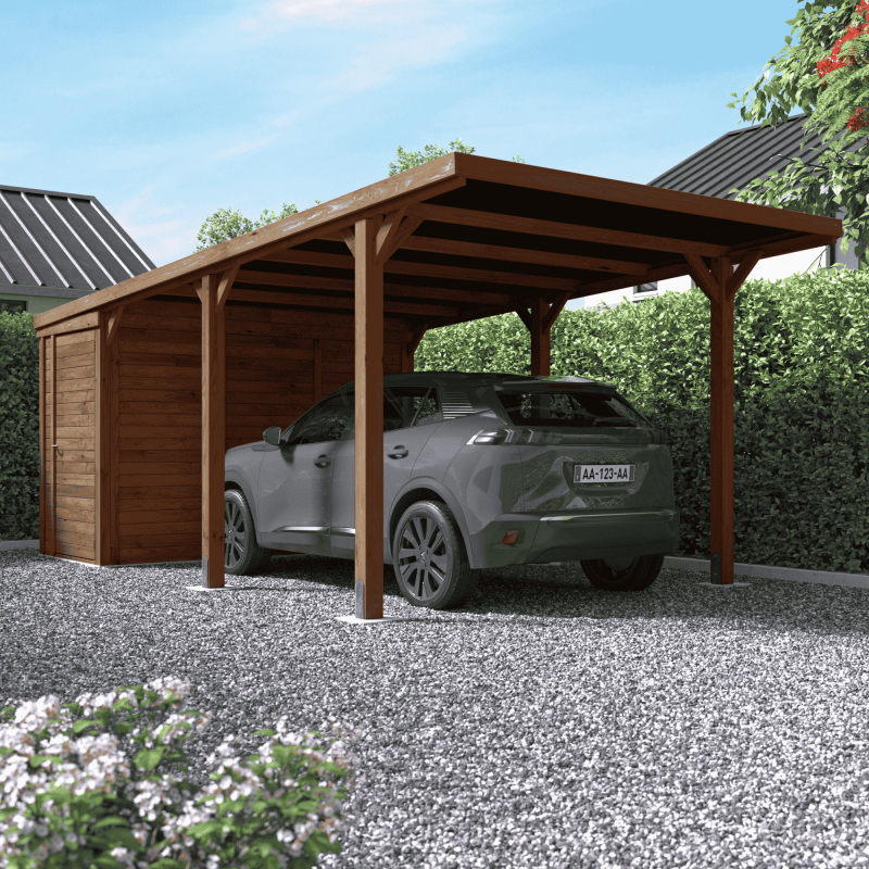 Cerland - CARPORT BOIS 1 VOITURE AVEC ANNEXE 20,9M² - Image 3