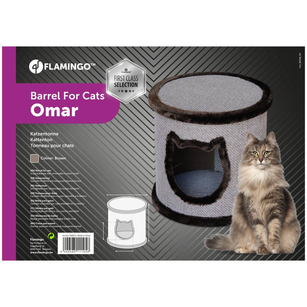 Abri coussin tonneau Omar brun ø 42 x 40 cm pour chat - Imagen 3