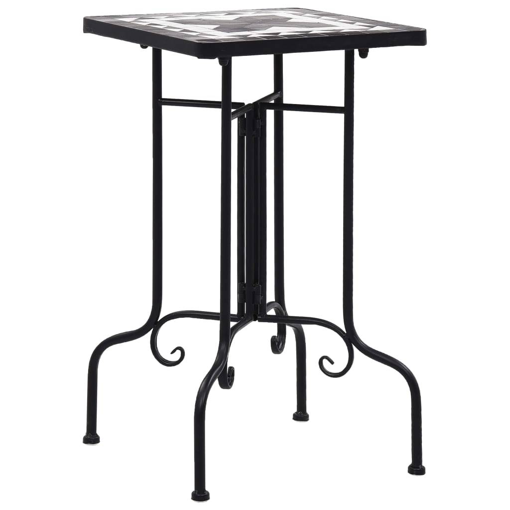 Petite Table Carrée Mosaïque d'Extérieur en Fer et Céramique Noir et Blanc Déco Jardin – ComfortXL Outdoor Living - Imagen 1