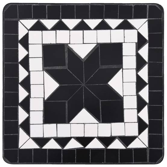 Petite Table Carrée Mosaïque d'Extérieur en Fer et Céramique Noir et Blanc Déco Jardin – ComfortXL Outdoor Living - Image 4