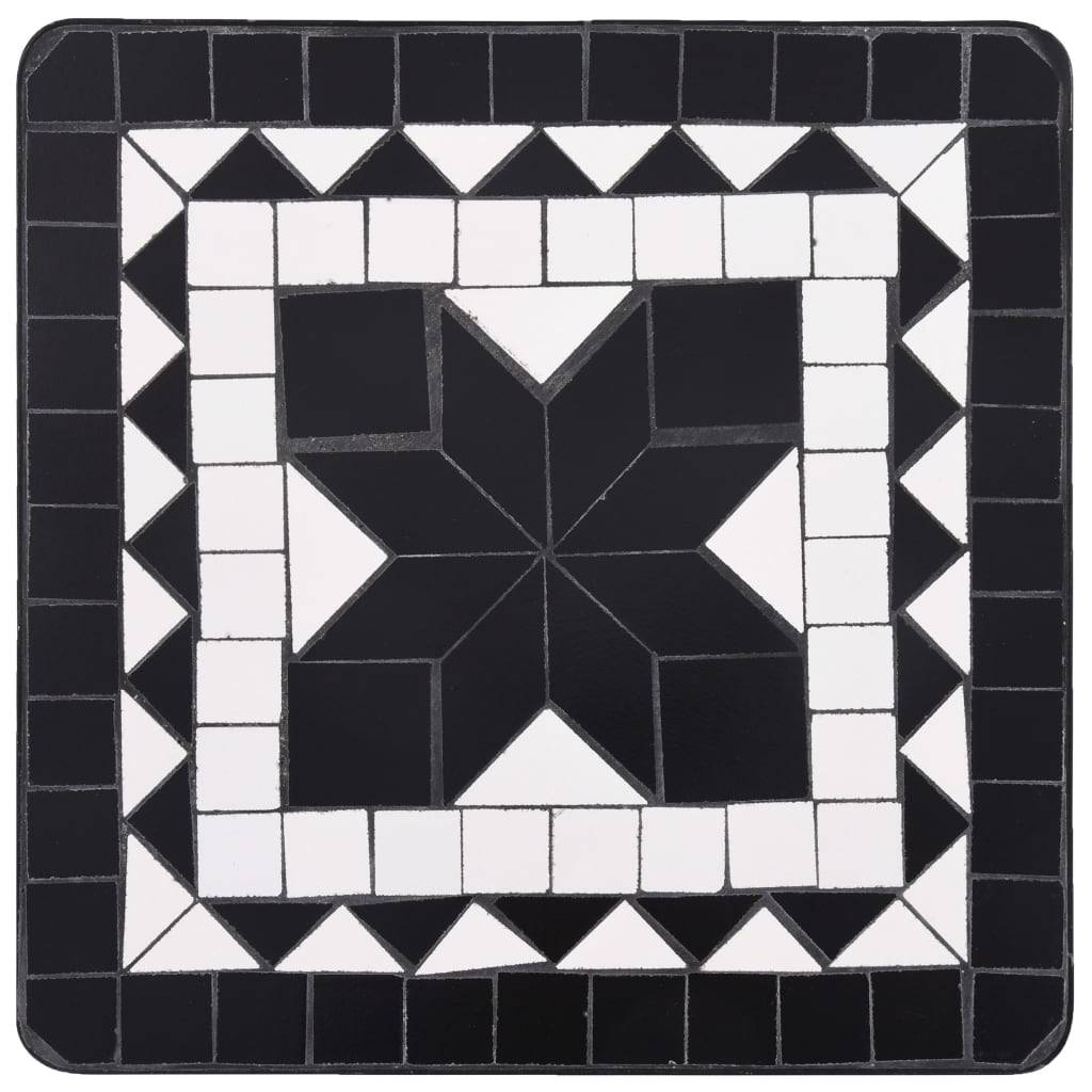 Petite Table Carrée Mosaïque d'Extérieur en Fer et Céramique Noir et Blanc Déco Jardin – ComfortXL Outdoor Living - Imagen 4