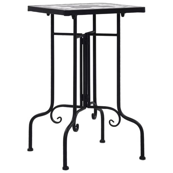 Petite Table Carrée Mosaïque d'Extérieur en Fer et Céramique Noir et Blanc Déco Jardin – ComfortXL Outdoor Living - Image 3