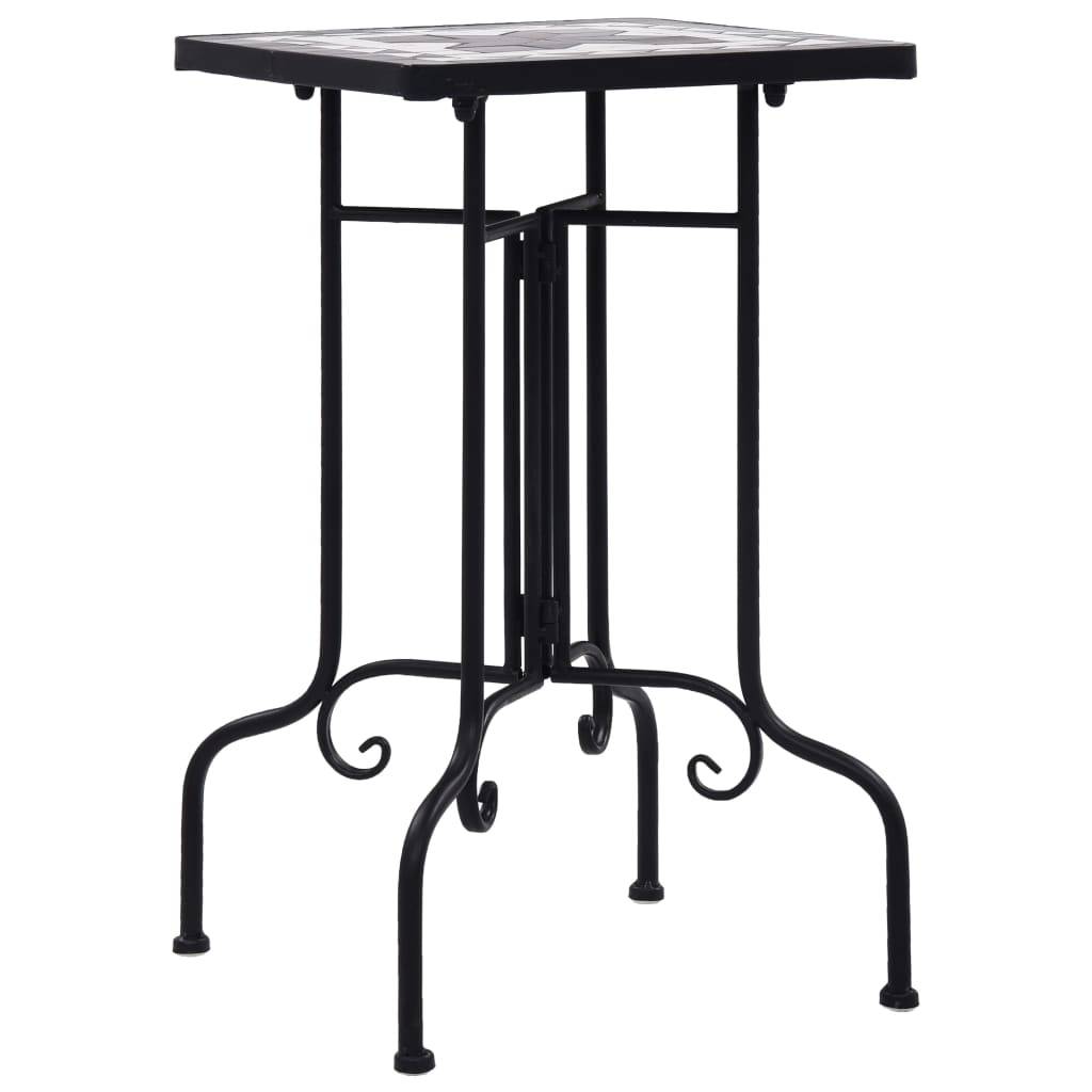Petite Table Carrée Mosaïque d'Extérieur en Fer et Céramique Noir et Blanc Déco Jardin – ComfortXL Outdoor Living - Imagen 3